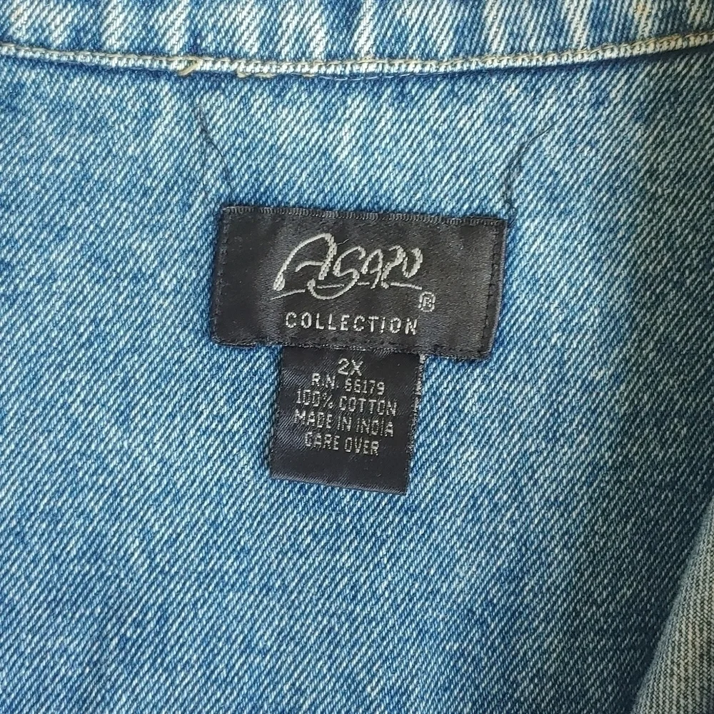 Vintage 90s y2k embroidered denim zip up denim jacket size 2x - Picture 4 of 7